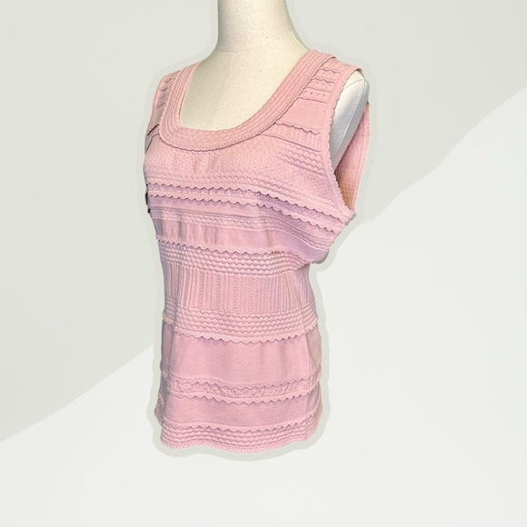 NWT Milly ‘Textured Tech Knit Lace Detailed Tank Top’ in Dahlia Pink Size 14/16 - Picture 4 of 13